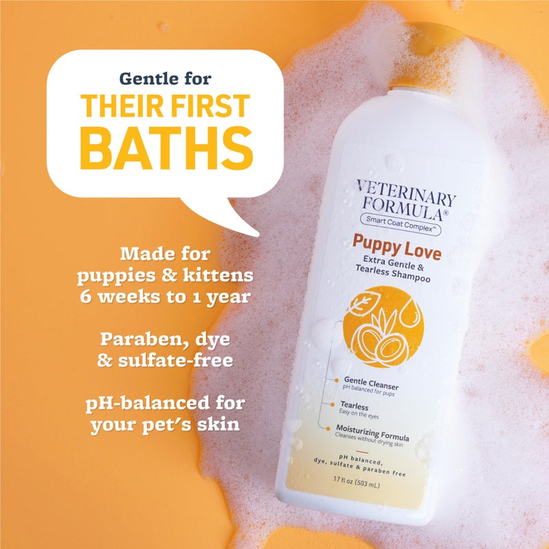 Veterinary Formula Smart Coat Complex Puppy Love Extra Gentle Tearless Shampoo, 17 Fl oz â€“ for Pups Over 6 Weeks â€“ with Fresh Scent, Long-Lasting Clean â€“ Won't Dry Out Delicate Skin - Image 3